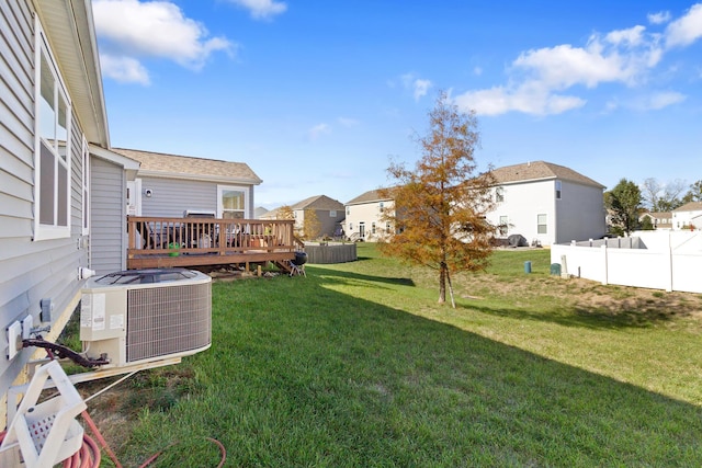 709 Salisbury St, Pickerington, OH 43147 - view of yard with a deck, central AC, fence, and a residential view