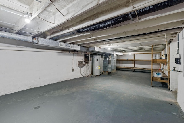 basement with water heater