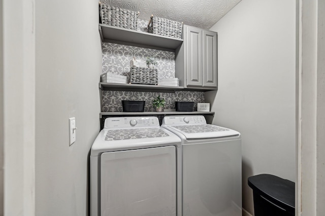 laundry area featuring cabinet space and washer and clothes dryer