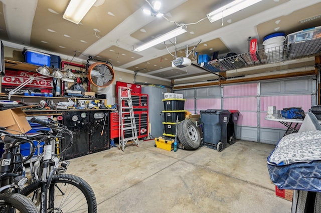 garage with a garage door opener