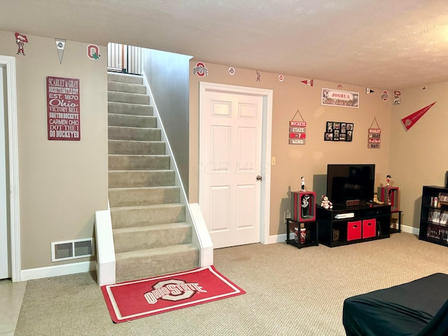 living room featuring carpet flooring