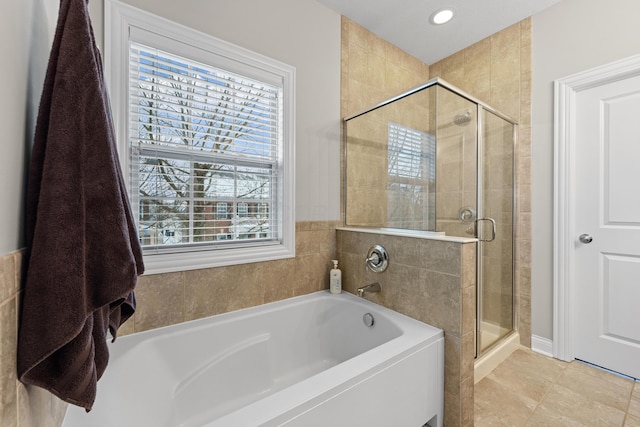 bathroom with plus walk in shower