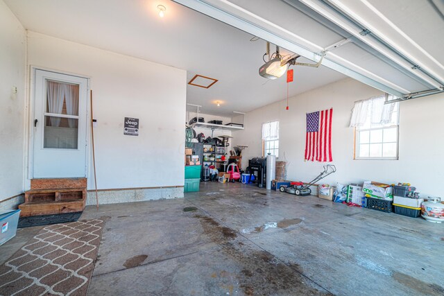 garage with a garage door opener