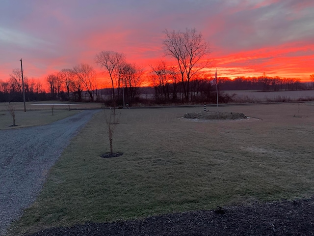 view of yard at dusk