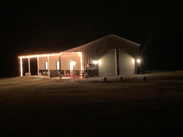 exterior space with a garage