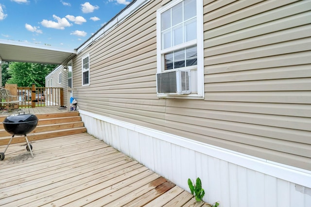 wooden terrace with grilling area