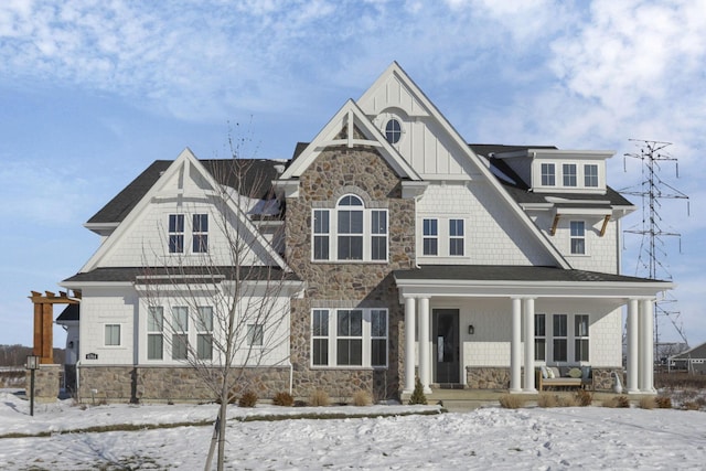 view of front of home featuring covered porch