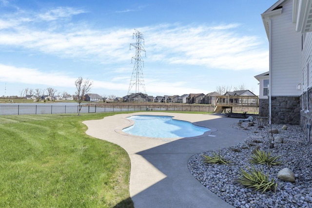 6764 Woodedge Ln, Hilliard, OH 43026 - view of swimming pool with a patio area, a fenced in pool, fence, and a lawn
