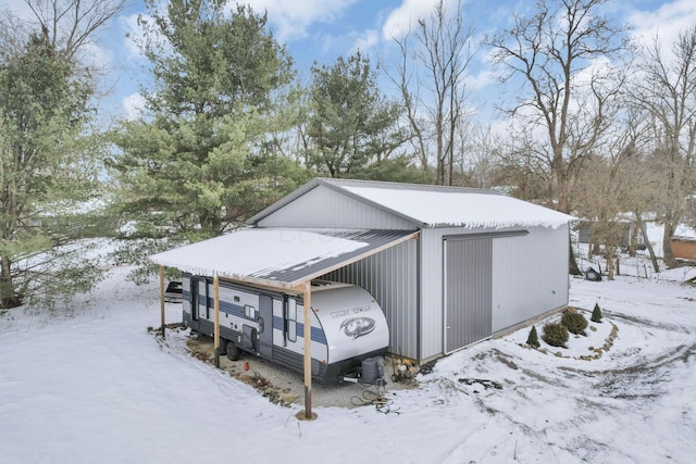 view of snow covered structure