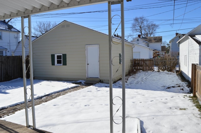 view of snow covered structure