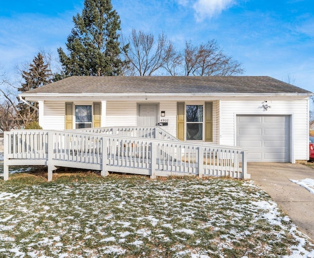 single story home with a garage