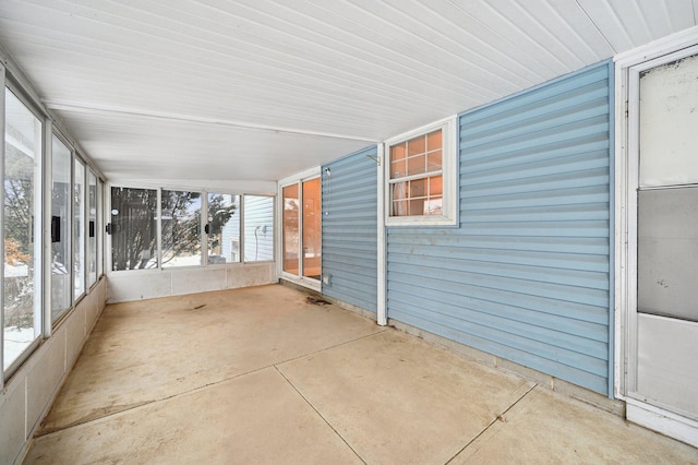 view of unfurnished sunroom