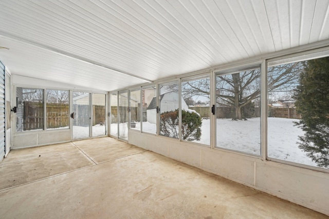 view of unfurnished sunroom