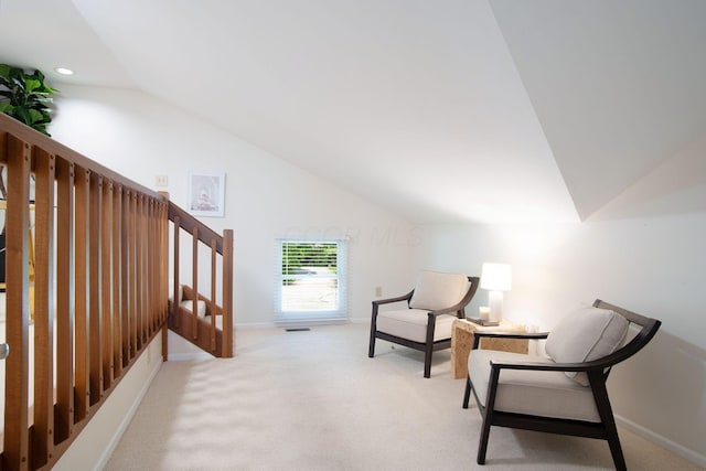 4580 Helston Ct, Columbus, OH 43220 - sitting room featuring lofted ceiling, carpet floors, baseboards, and recessed lighting