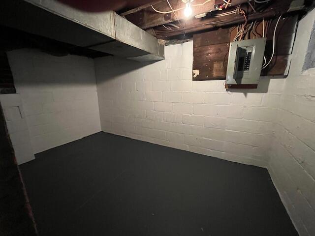 basement with electric panel