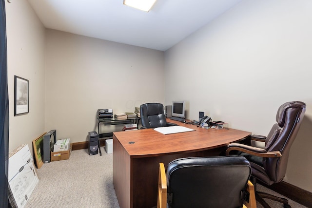 view of carpeted home office