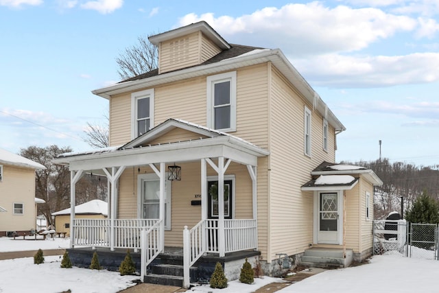 view of front facade featuring covered porch