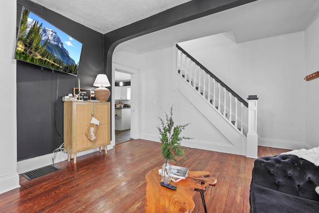 living room with hardwood / wood-style flooring