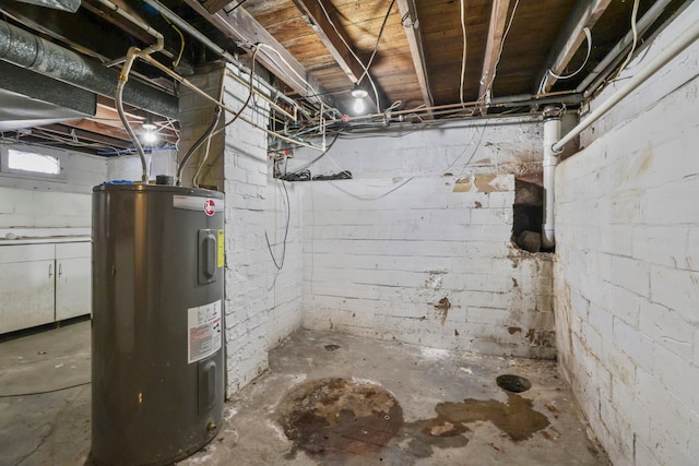 basement featuring water heater