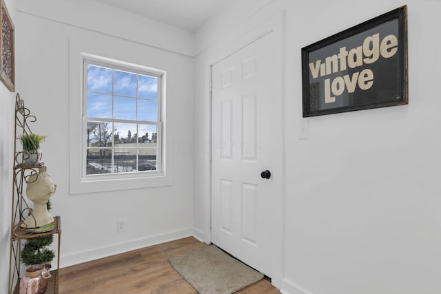 interior space with dark wood-type flooring