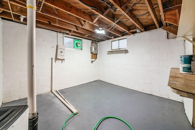 basement with electric panel