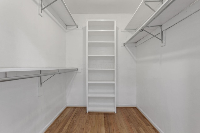 walk in closet with hardwood / wood-style flooring