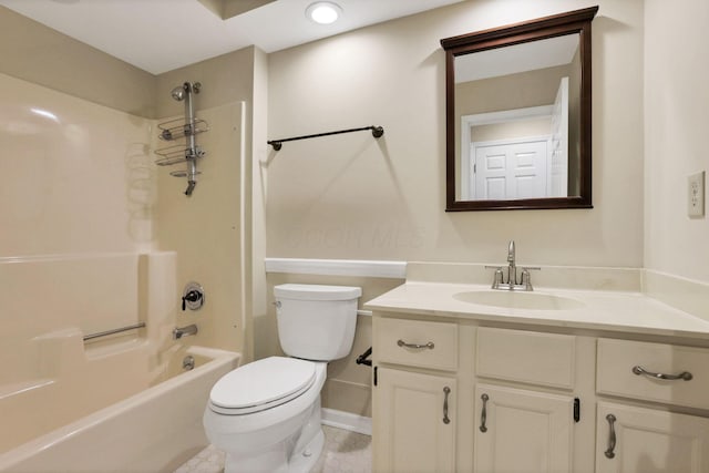 full bathroom featuring vanity, toilet, and shower / bath combination