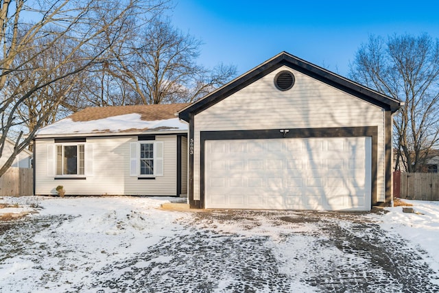 exterior space with a garage