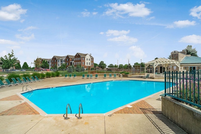 view of pool with a gazebo and a patio