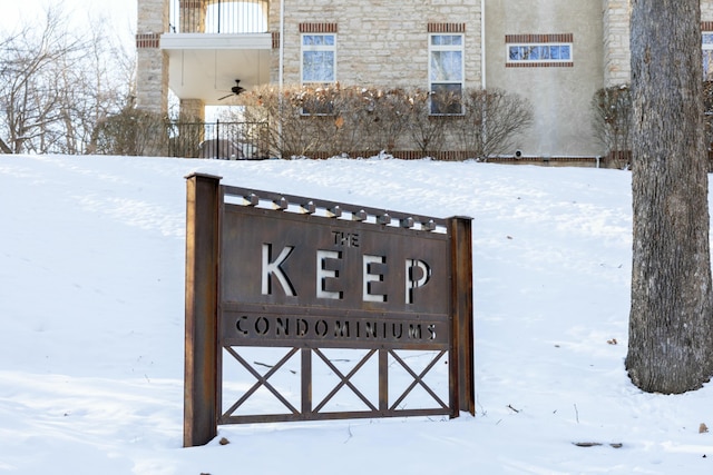 view of community sign