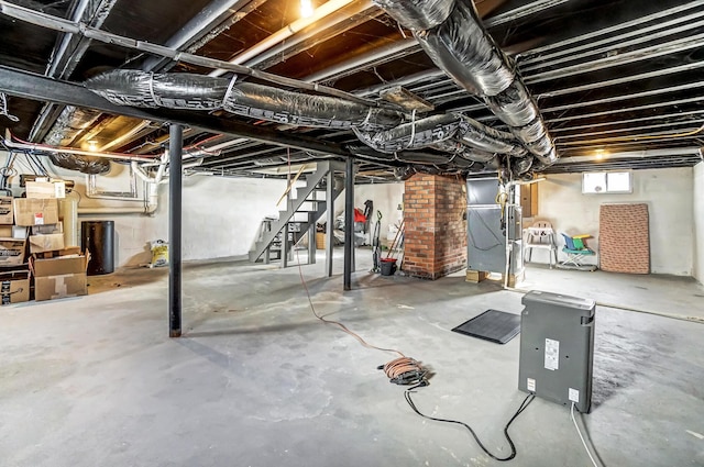 basement with heating unit