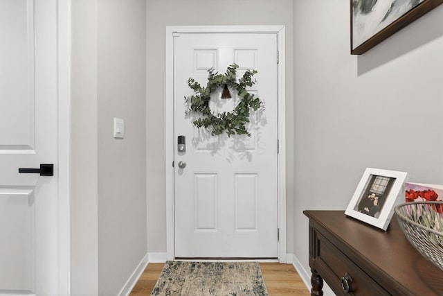 doorway to outside featuring light hardwood / wood-style floors