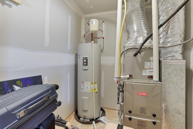 utility room with electric water heater