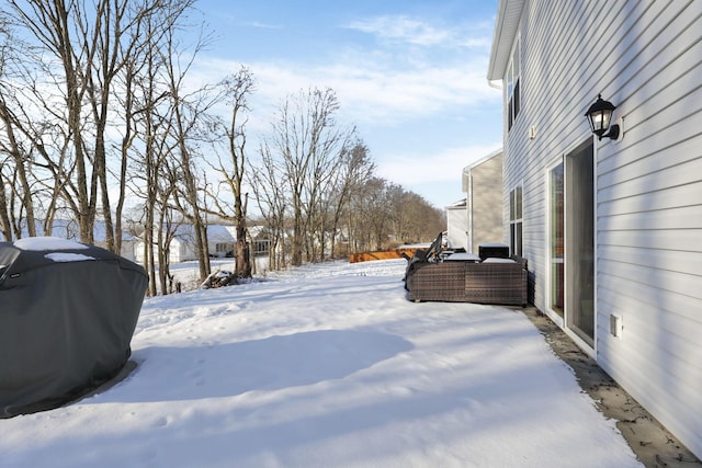 view of yard covered in snow