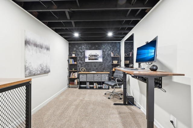 view of carpeted office space