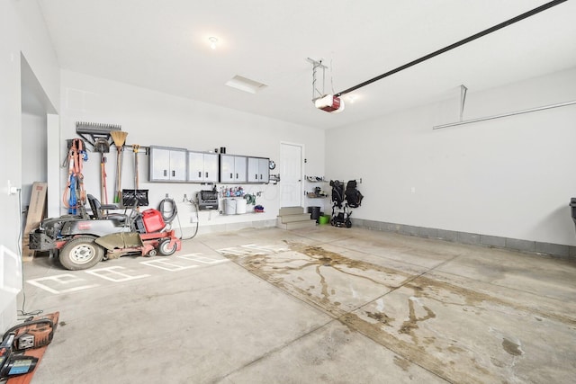 garage with a garage door opener