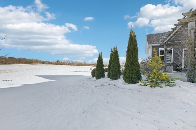 view of yard covered in snow