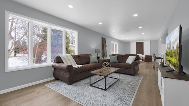 living room featuring light hardwood / wood-style floors