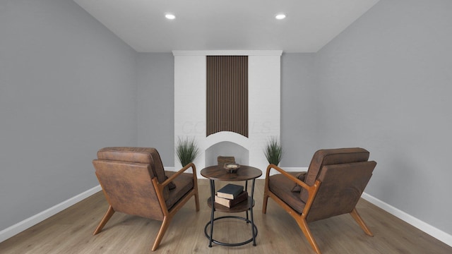 living area featuring light hardwood / wood-style flooring