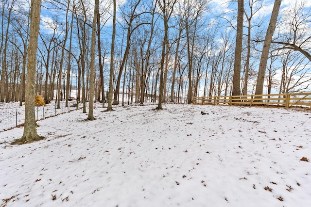 view of yard layered in snow