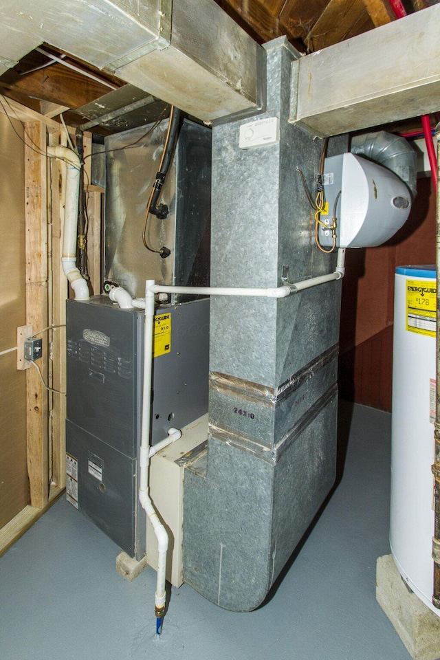 utility room featuring gas water heater