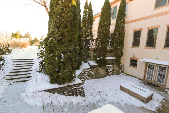 view of yard covered in snow