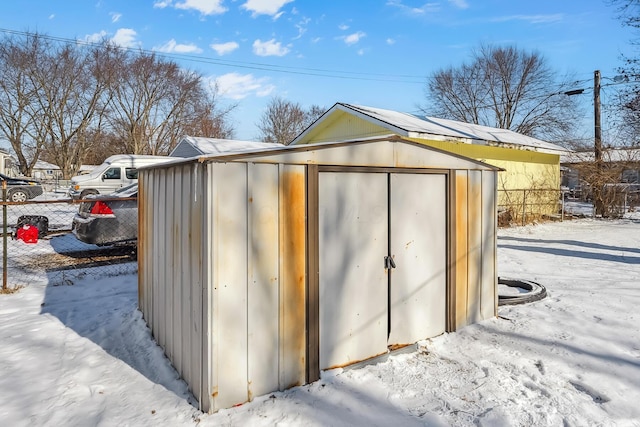 view of snow covered structure