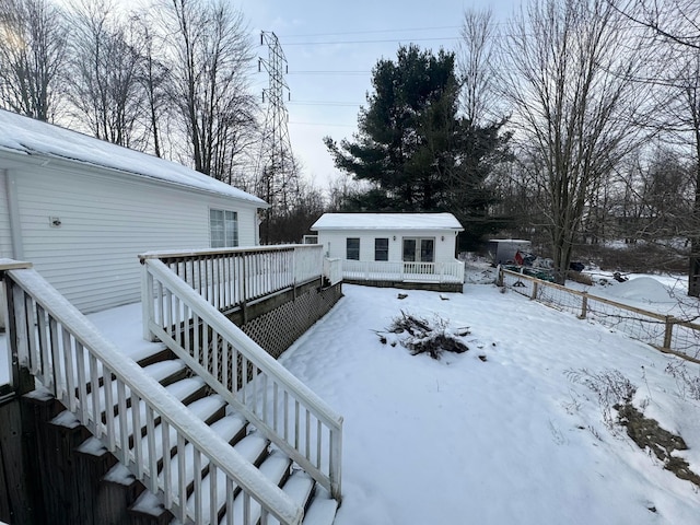 exterior space featuring a wooden deck