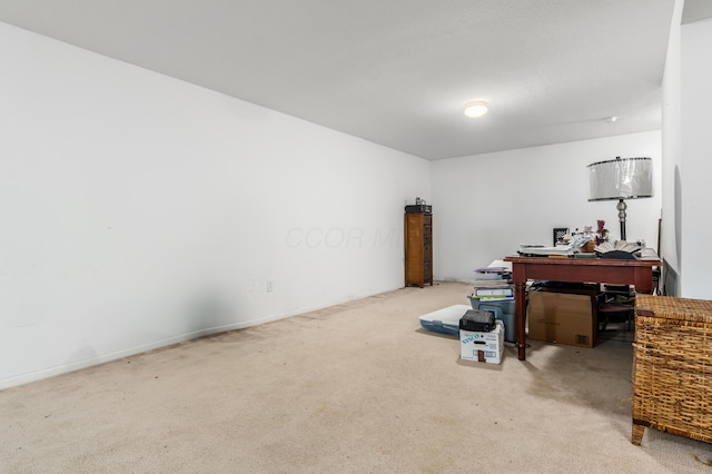 view of carpeted home office