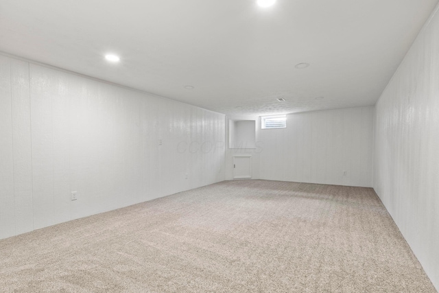 basement with carpet floors