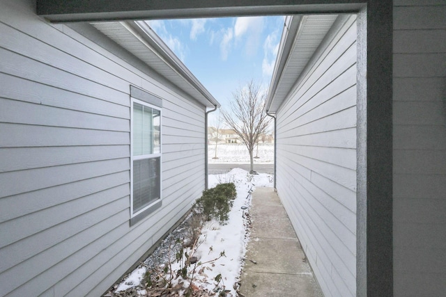 view of snow covered exterior