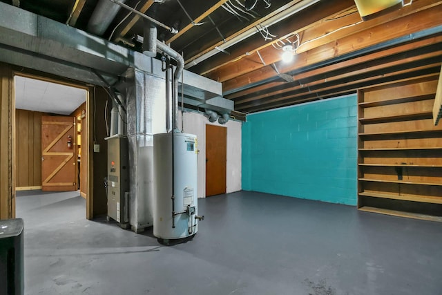 basement with gas water heater