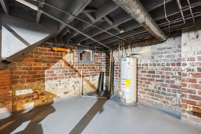 basement featuring water heater