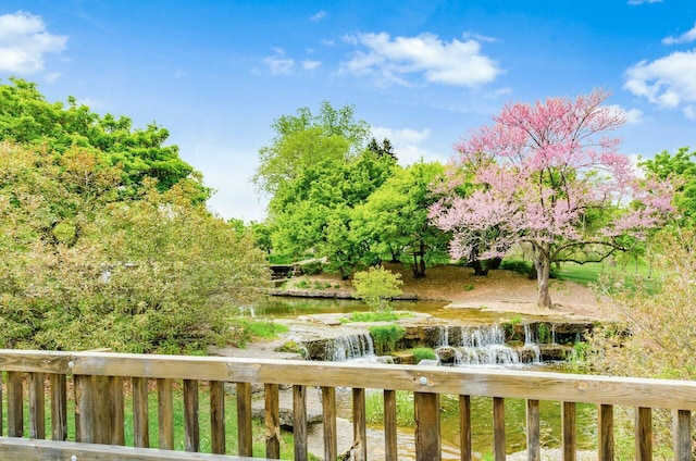 view of yard with a water view